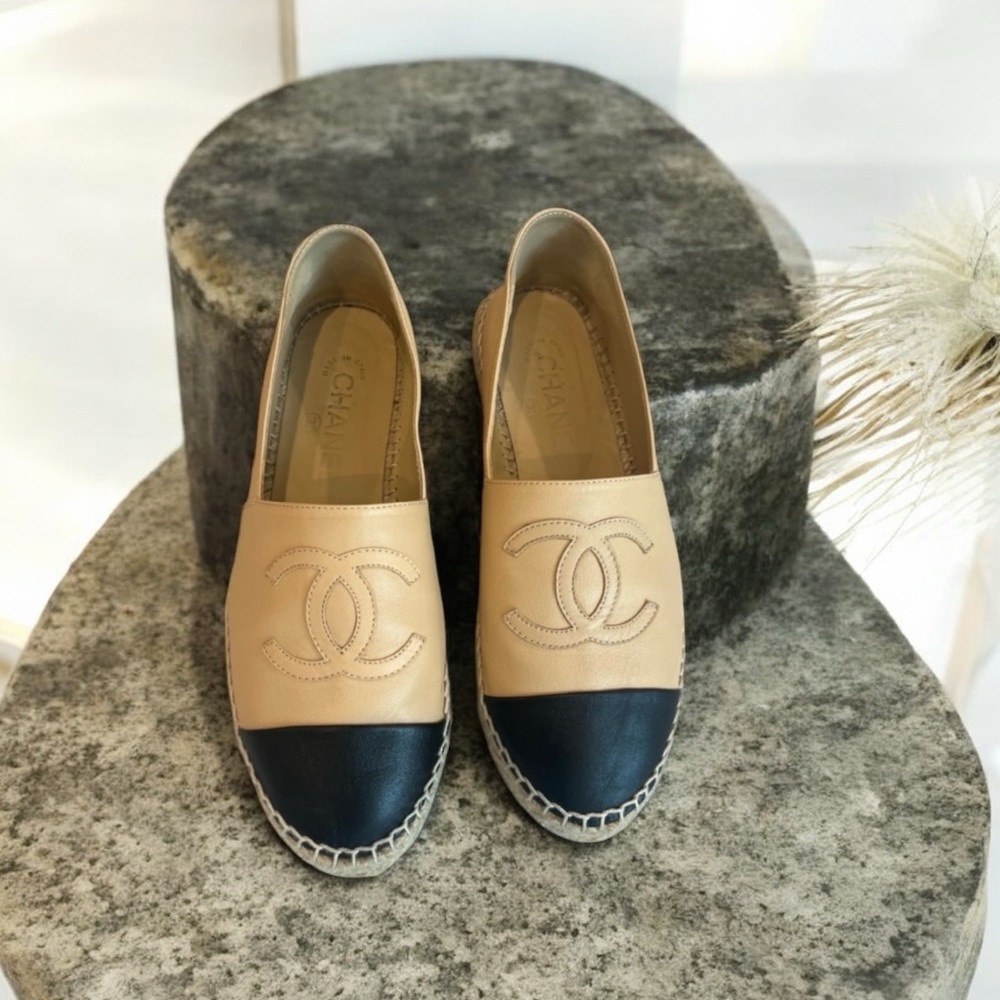 EUC CHANEL Tan and Black Espadrilles - Picture 2 of 7